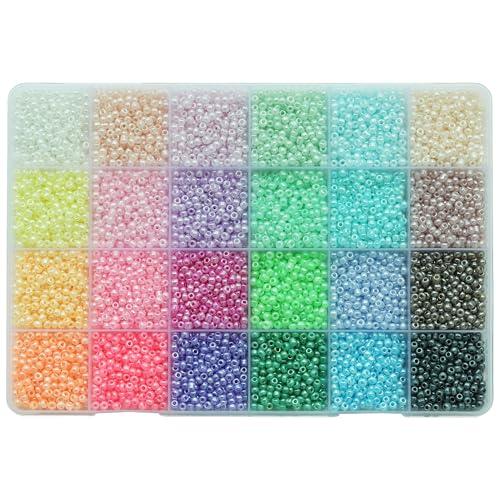 Bala&Fillic Größe 3mm 8/0 Glasperlen zum Auffädeln 24 Farben 7200pcs in Box Handwerk Kleine Rocailles Perlen für Schmuckherstellung von Bala&Fillic