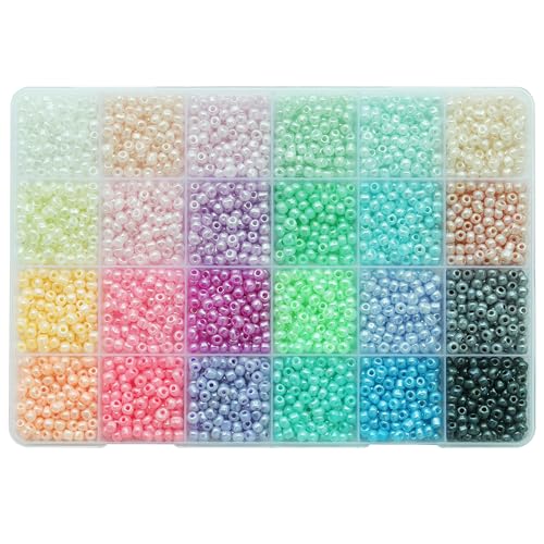 Bala&Fillic Größe 4mm 6/0 Glasperlen zum Auffädeln 24 Farben 3840pcs in Box Handwerk Kleine Rocailles Perlen für Schmuckherstellung von Bala&Fillic
