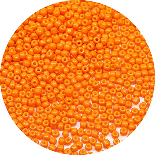 Bala&Fillic Orange Farbe 4mm Perlen zum Auffädeln 1200Stücke/100Gramm,6/0 Glasperlen zur Herstellung von Armbändern, Halsketten und Ohrringen (Orange) von Bala&Fillic