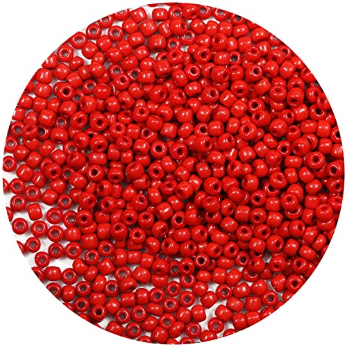 Bala&Fillic Rot Farbe 4mm Perlen zum Auffädeln 1200Stücke/100Gramm,6/0 Glasperlen zur Herstellung von Armbändern, Halsketten und Ohrringen (Rot) von Bala&Fillic