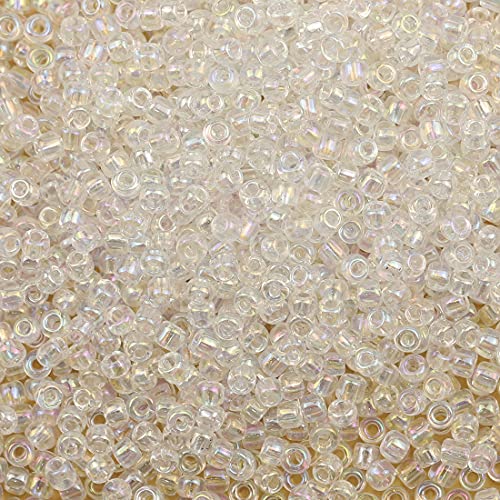 Bala&Fillic Klarer Regenbogen Farbe 3mm Perlen zum Auffädeln 3600Stücke/100Gramm,8/0 Glasperlen zur Herstellung Schmuck, Armbändern, Halsketten und Ohrringen (Klarer Regenbogen) von Bala&Fillic