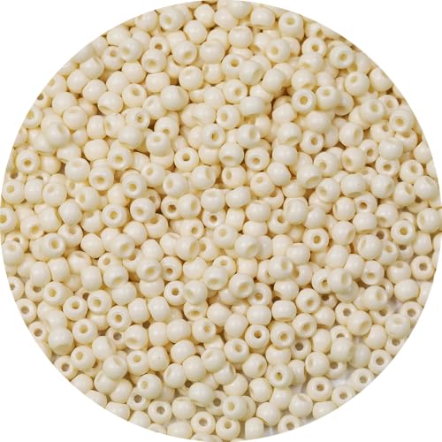 Bala&Fillic Rocailles-Perlen, blickdicht, beige, 4 mm, ca. 1200 Stück/100 g im Beutel, 6/0 Glasperlen für die Herstellung von Armbändern und Halsketten (Beige) von Bala&Fillic
