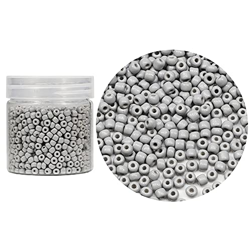Bala&Fillic Rocailles-Perlen, blickdicht, grau, 4 mm, ca. 1400 Stück/110 g in Box, 6/0 Glasperlen zum Basteln von Armbändern und Halsketten (grau) von Bala&Fillic
