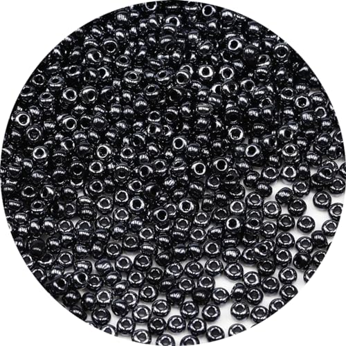 Bala&Fillic Schwarz Perle Farbe 4mm Perlen zum Auffädeln 1200Stücke/100Gramm,6/0 Glasperlen zur Herstellung von Armbändern, Halsketten und Ohrringen (Schwarz Perle) von Bala&Fillic