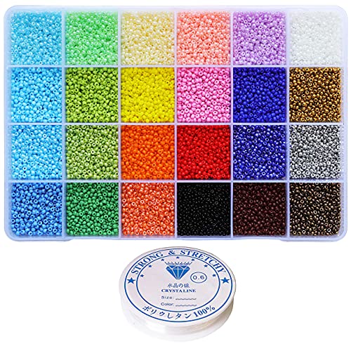 Bala&Fillic Größe 11/0 Glasperlen zum Auffädeln 24 Farben 14400pcs in Box Handwerk Kleine Rocailles Perlen für Schmuckherstellung von Bala&Fillic
