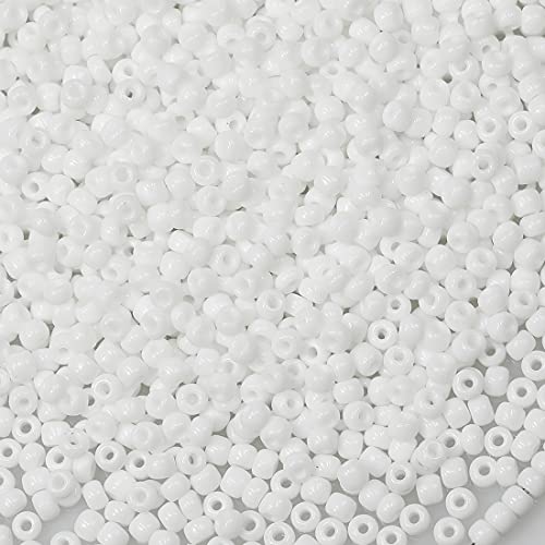 Bala&Fillic Weiß Farbe 3mm Perlen zum Auffädeln 3600Stücke/100Gramm,8/0 Glasperlen zur Herstellung Schmuck, Armbändern, Halsketten und Ohrringen (Weiß) von Bala&Fillic