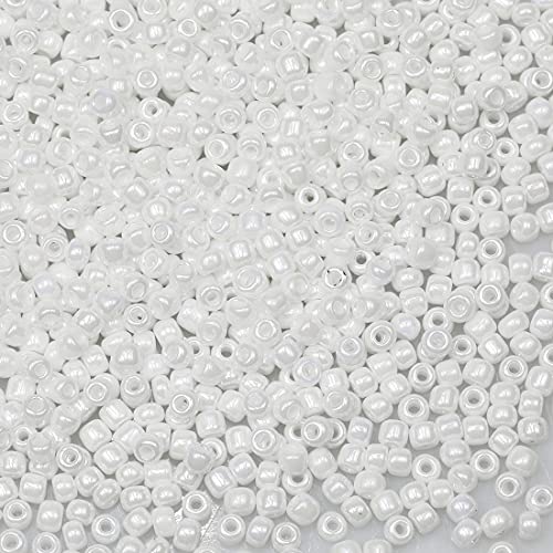 Bala&Fillic Weißeperlend Farbe 3mm Perlen zum Auffädeln 3600Stücke/100Gramm,8/0 Glasperlen zur Herstellung Schmuck, Armbändern, Halsketten und Ohrringen (Weißeperlend) von Bala&Fillic