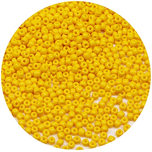 Bala&Fillic Gelb Farbe 4mm Perlen zum Auffädeln 1200Stücke/100Gramm,6/0 Glasperlen zur Herstellung von Armbändern, Halsketten und Ohrringen (Gelb) von Bala&Fillic
