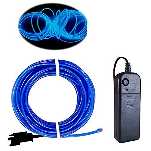 Balabaxer Blau EL Draht, 3M Neon Kabel Mit Batterie Trafo, Leuchtet Electroluminescent, für Partys, Halloween. von Balabaxer