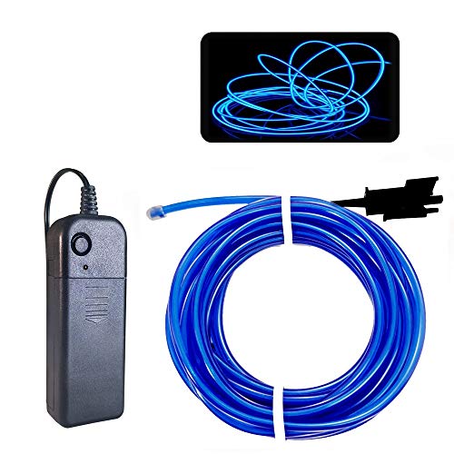 Balabaxer Blau EL Draht, 5M Neon Kabel Mit Batterie Trafo, Leuchtet Electroluminescent, für Partys, Halloween, DIY-Dekoration von Balabaxer