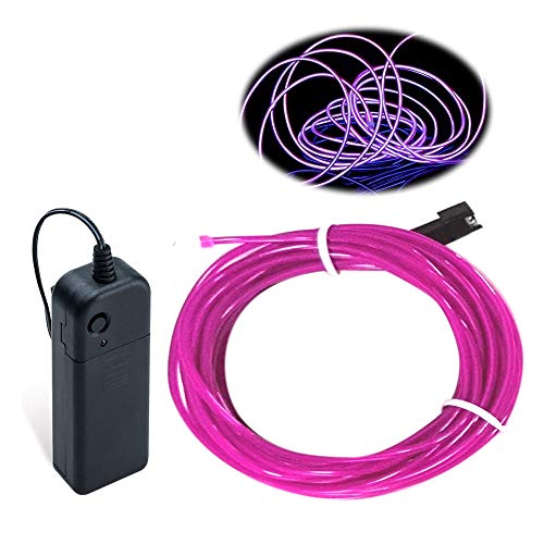 Balabaxer Lila EL Draht, 5M Neon Kabel Mit Batterie Trafo, Leuchtet Electroluminescent, für Partys, Halloween, DIY-Dekoration von Balabaxer