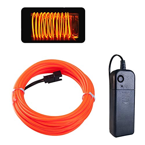 Balabaxer Orange EL Draht, 3M Neon Kabel Mit Batterie Trafo, Leuchtet Electroluminescent, für Partys, Halloween. von Balabaxer