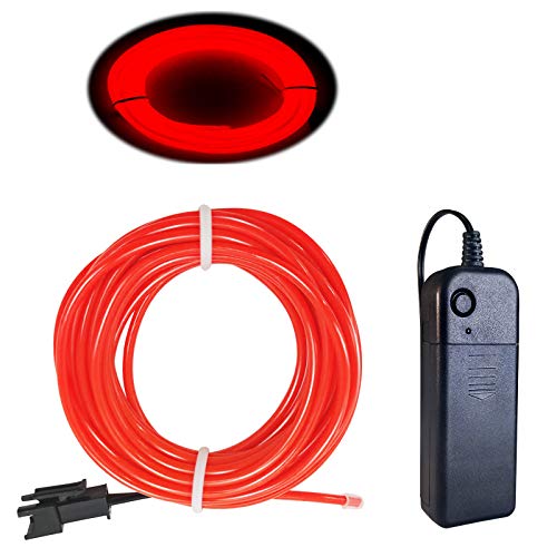 Balabaxer Rot EL Draht, 3M Neon Kabel Mit Batterie Trafo, Leuchtet Electroluminescent, für Partys, Halloween. von Balabaxer