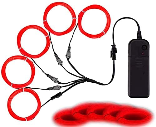 EL-Draht, Noise Reduction Neonlichter Draht 5 in 1 Meter, Elektrolumineszenzdraht für Halloween, Weihnachtsfest, DIY Dekoration…… (rot) von Balabaxer