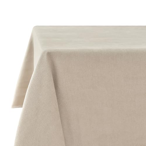 LUOLUO Tischdecke Leinenoptik tischdecke abwaschbar Tischtuch Leinen Tischwäsche Eckig Wasserdicht Tischdecke Beige-Neu 140 x 180 cm von LUOLUO