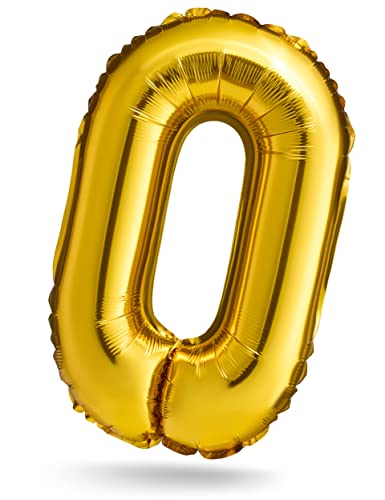 BALINCO Zahlenballon, Gold, 100cm, Geburtstagsdeko, Kindergeburtsag Deko, Jubiläum, Geschenk (Zahl 0) von Balinco