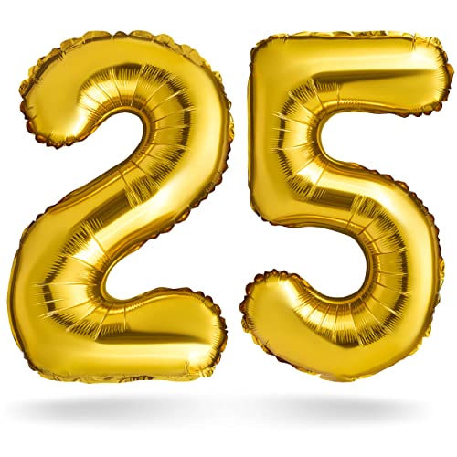 BALINCO Zahlenballon, Gold, 100cm, Geburtstagsdeko, Kindergeburtsag Deko, Jubiläum, Geschenk (Zahlenset 25) von Balinco