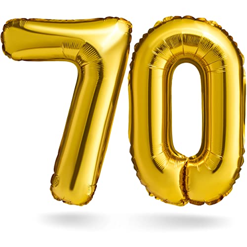 BALINCO Zahlenballon, Gold, 100cm, Geburtstagsdeko, Kindergeburtsag Deko, Jubiläum, Geschenk (Zahlenset 70) von Balinco