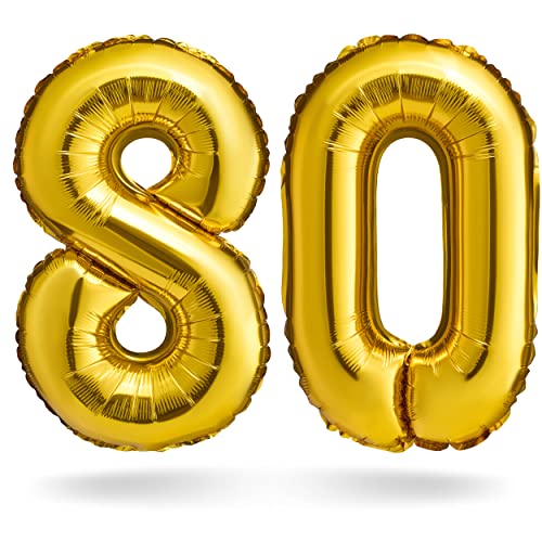 BALINCO Zahlenballon, Gold, 100cm, Geburtstagsdeko, Kindergeburtsag Deko, Jubiläum, Geschenk (Zahlenset 80) von Balinco