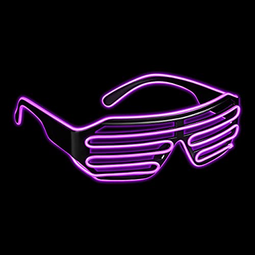 Balinco LED Brille mit 3 Blitzmodi - perfekt geeignet als Techno DJ | Festival | Halloween | Karneval | Fasching als Ergänzung zum Horror Kostüm (Lila) von Balinco