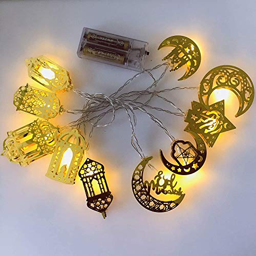 Balleen.E LED Muslim Ramadan Lichterkette, eid Lichter Leuchten Fünfzackiger Stern Marokkanische Kugel Laternen Hauptde Dekoration Für Festival, Party (G) von FANSI