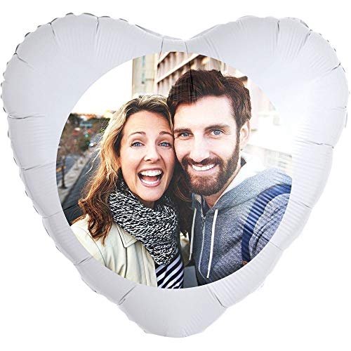 Personalisierter Foto-Ballon Herz 35cm zum selbst gestalten als Geschenkidee und Überraschung heliumgefüllt von Ballongruesse.de