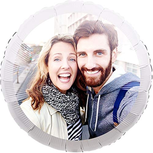 Personalisierter Foto-Ballon Rund 55cm zum selbst gestalten als Geschenkidee und Überraschung heliumgefüllt Weiß von Ballongruesse.de