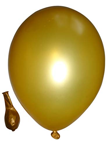 50 große Premium Luftballons 100% Bio, Freie Farbwahl 40 Farben 27cm Durchmesser, heliumgeeignet, für Party, Geburtstag, Feiern (metallic gold) von Ballonheld