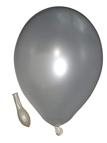 50 große Premium Luftballons 100% Bio, Freie Farbwahl 40 Farben 27cm Durchmesser, heliumgeeignet, für Party, Geburtstag, Feiern (metallic weiß) von Ballonheld