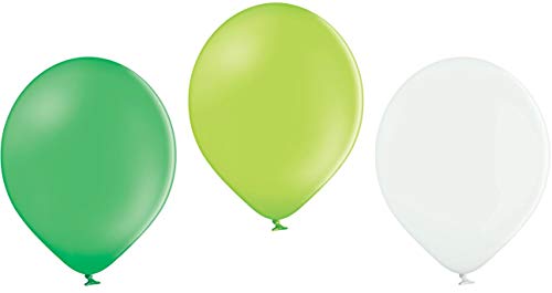 Ballonheld 100 Luftballons 3 Farben apfelgrün, grün, weiß Qualitätsballons 27 cm Ø (Standardgröße B85) von Ballonheld