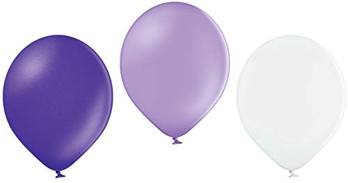Ballonheld 100 Luftballons 3 Farben: Flieder, weiß, royal lila Qualitätsballons 27 cm Ø (Standardgröße B85) von Ballonheld