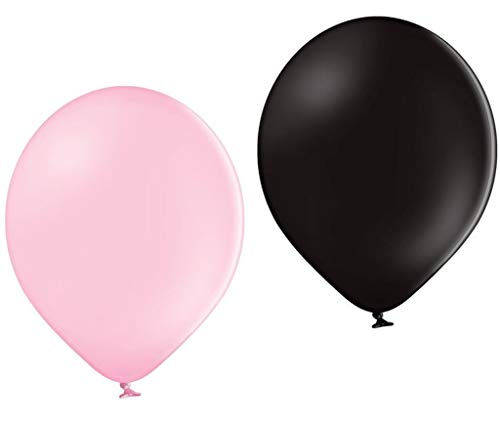 Ballonheld 50 Bio Luftballons je 25 schwarz & rosa Qualitätsballons 27 cm Ø (Standardgröße B85) biologisch abbaubar, heliumgeeignet Dekoballons von Ballonheld