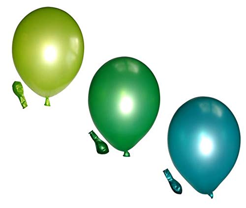 Ballonheld 50 Metallic Luftballons 3 Farben apfelgrün, Limone, grün Qualitätsballons 27 cm Ø KEIN Plastik, biologisch abbaubar von Ballonheld