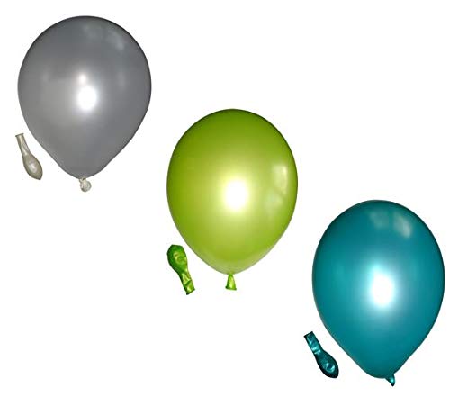 Ballonheld 50 Metallic Luftballons 3 Farben grün, apfelgrün und weiß (Pearl) Qualitätsballons 27 cm Ø KEIN Plastik, biologisch abbaubar von Ballonheld