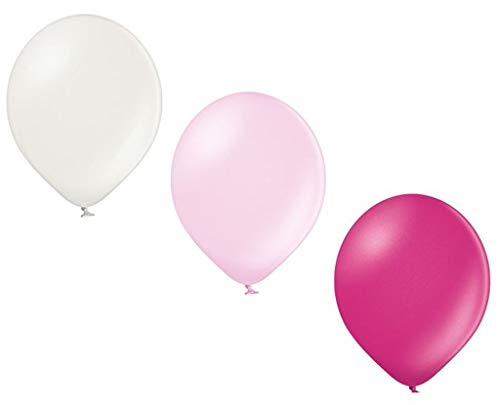 Ballonheld 50 Metallic Luftballons 3 Farben pink, rosa und weiß Qualitätsballons 27 cm Ø KEIN Plastik, biologisch abbaubar von Ballonheld
