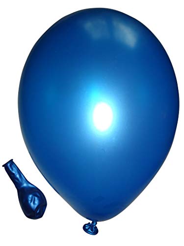 50 große Premium Luftballons 100% Bio, Freie Farbwahl 40 Farben 27cm Durchmesser, heliumgeeignet, für Party, Geburtstag, Feiern (metallic blau) von Ballonheld