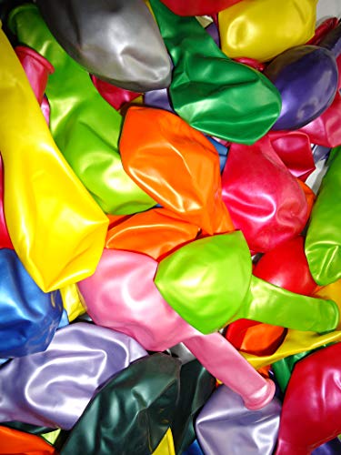 50 große Premium Luftballons 100% Bio, Freie Farbwahl 40 Farben 27cm Durchmesser, heliumgeeignet, für Party, Geburtstag, Feiern (metallic bunt) von Ballonheld