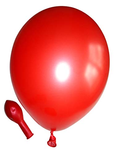 50 große Premium Luftballons 100% Bio, Freie Farbwahl 40 Farben 27cm Durchmesser, heliumgeeignet, für Party, Geburtstag, Feiern (metallic rot) von Ballonheld
