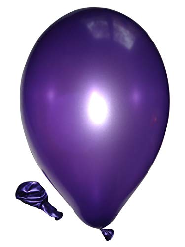 50 große Premium Luftballons 100% Bio, Freie Farbwahl 40 Farben 27cm Durchmesser, heliumgeeignet, für Party, Geburtstag, Feiern (metallic violett) von Ballonheld