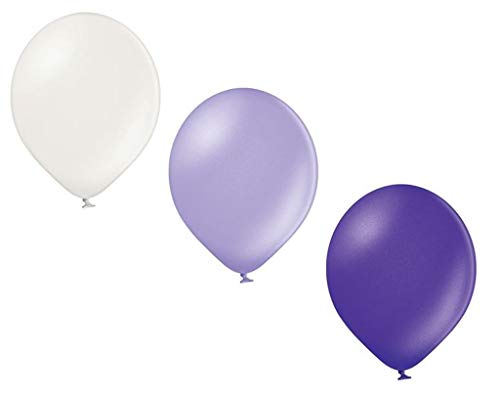 Ballonheld 50 metallic Luftballons 3 Farben lila, violett und weiß Qualitätsballons 27 cm Ø KEIN Plastik, biologisch abbaubar von Ballonheld