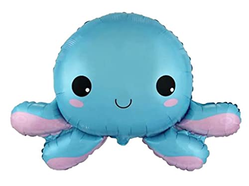 Ballonheld Folienballon Happy Octopus ca. 63x79cm heliumgeeignet lange Schwebezeit Kinderballons von Ballonheld