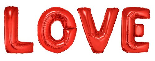 XXL Folien Buchstaben Love rot je ca. 100 cm hoch 40 Zoll, 4 einzelne Ballons Wieder befüllbar, Luft oder Helium XXL Folien Buchstaben Love rot je ca. 100 cm hoch 40 Zoll, 4 einzelne Ballons Wieder befüllbar, Luft oder Helium von Ballonheld