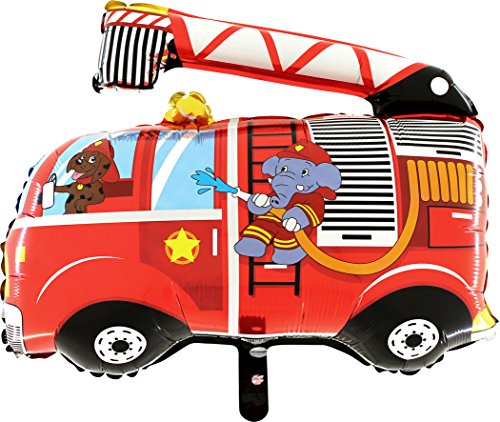 Ballonim® Feuerwehrauto mit Elefant ca. 80cm Luftballons Folienballon Party DekorationGeburtstag von Ballonim