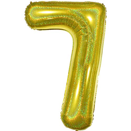 Ballonim Luftballon Zahl in Gold Glitzer Holografik - XXL Riesenzahl 86cm - Dekoration zum Geburtstag - Folienballon Happy Birthday Deko (7) von Ballonim