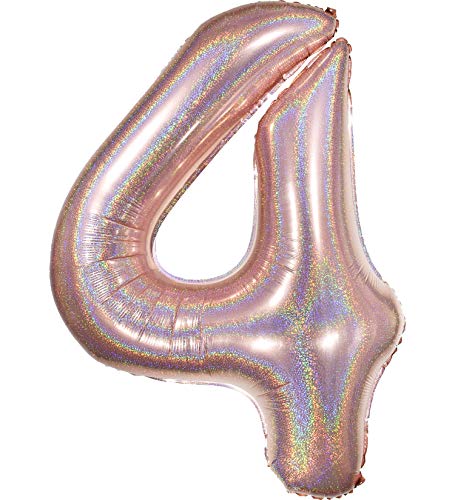 Ballonim Luftballon Zahl in Rosegold Glitzer Holografik - XXL Riesenzahl 86cm - Dekoration zum Geburtstag - Folienballon Happy Birthday Deko (4) von Ballonim