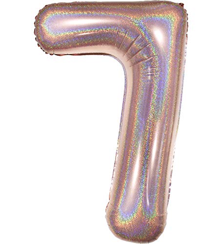 Ballonim Luftballon Zahl in Rosegold Glitzer Holografik - XXL Riesenzahl 86cm - Dekoration zum Geburtstag - Folienballon Happy Birthday Deko (7) von Ballonim
