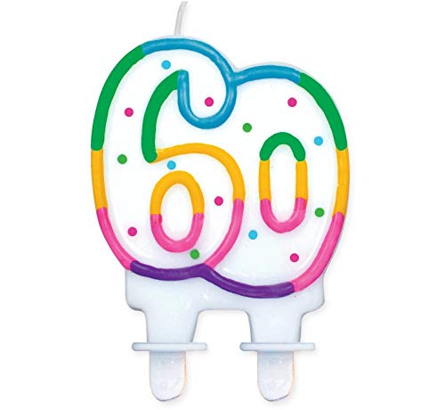 Zahlenkerze 60 Bunt für Geburtstag Hochzeit Events Jubiläum Torte Cupcake Muffins & Kuchen von Ballonim