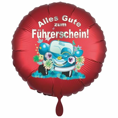 Alles Gute zum Führerschein! Folienballon, Satin de Luxe, Rot, 43cm ohne Helium. von Ballonsupermarkt Kreation