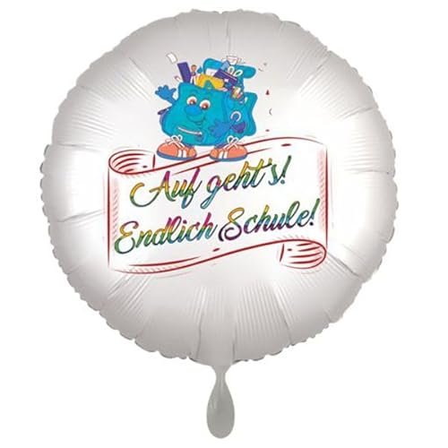 Auf geht's! Endlich Schule! Folienballon Rund, 45cm ohne Helium. von Ballonsupermarkt Kreation