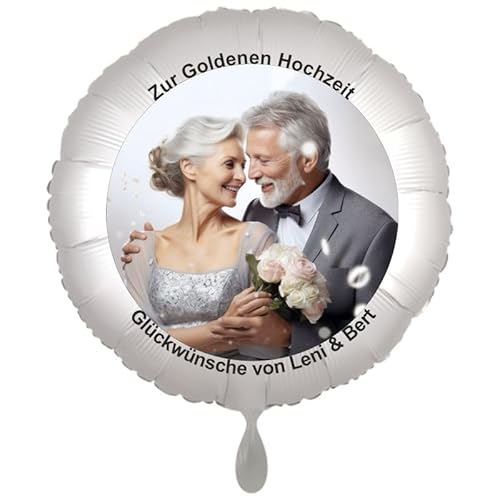 Fotoballon mit Texten ohne Helium - Folienballon Rund in Satin Weiß. von Ballonsupermarkt Kreation